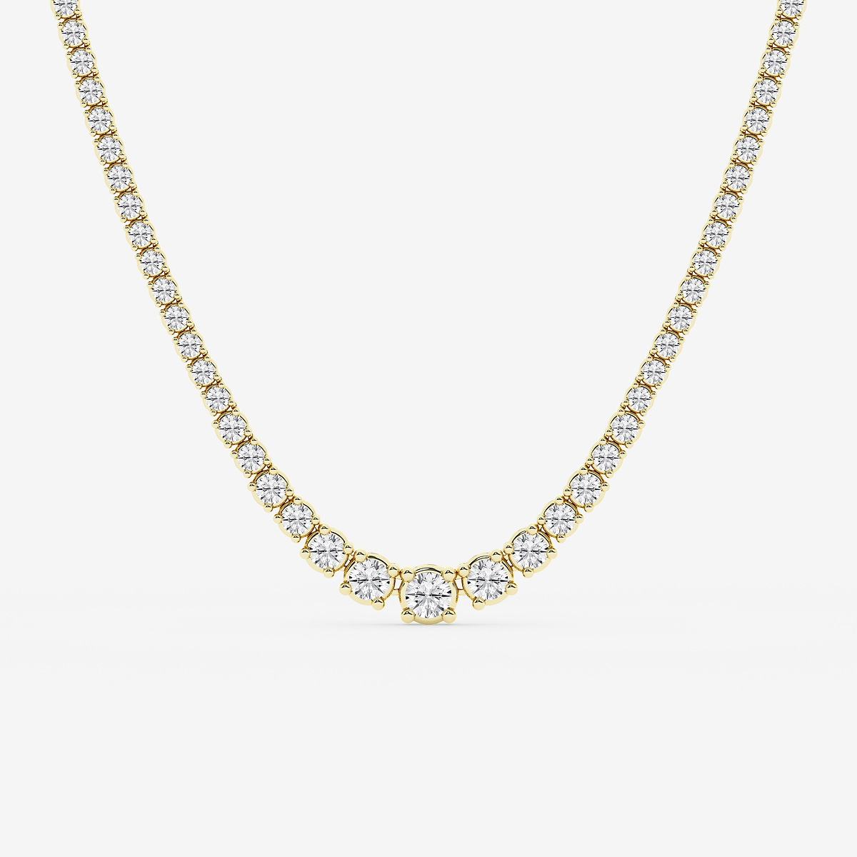 10 ctw Round Lab Grown Diamond Four Prong Graduated Tennis Necklace